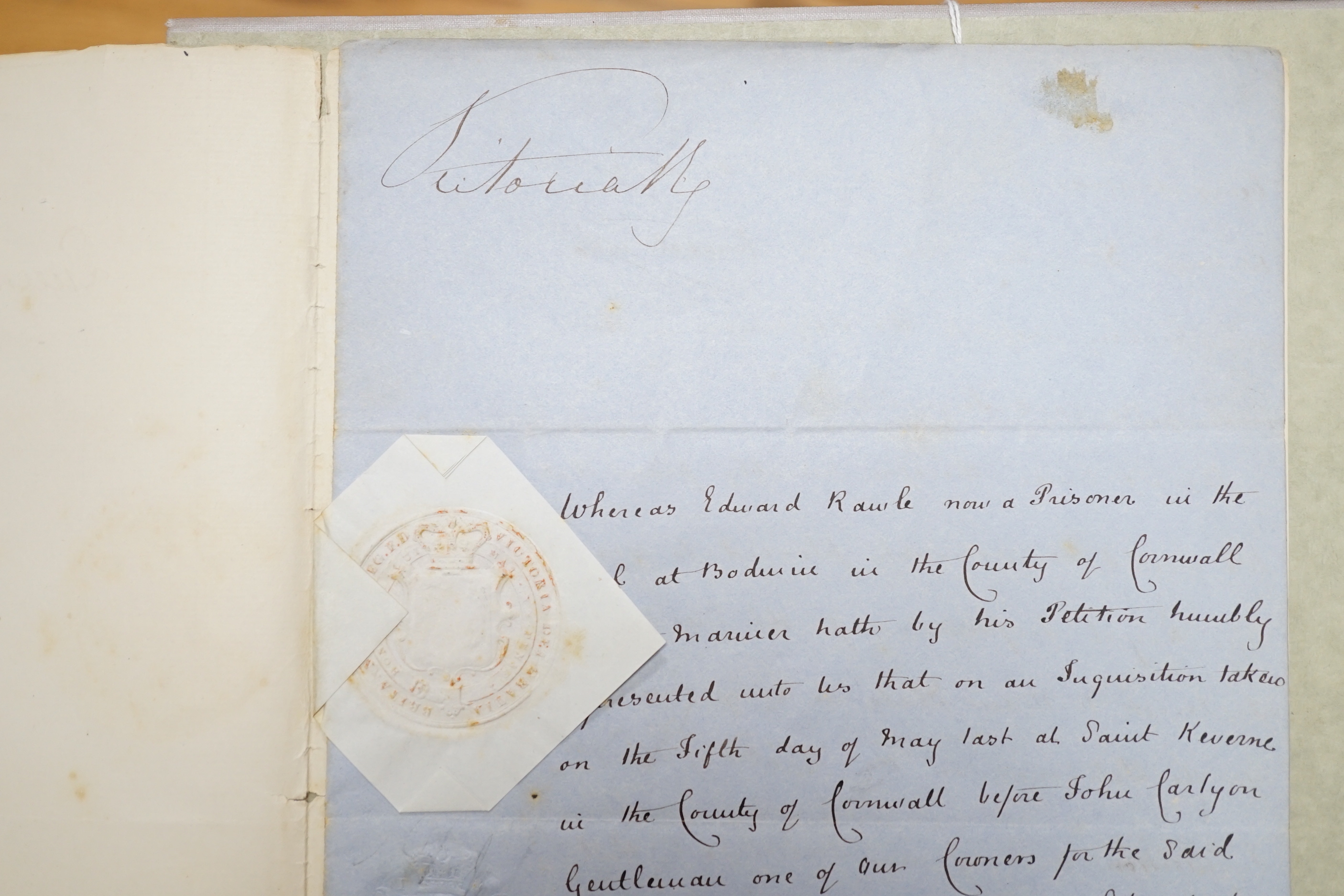 A handwritten licence to plead to Frederick William Slade, dated 31 July 1855, countersigned by Queen Victoria
